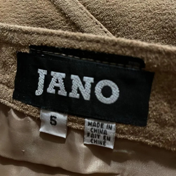 VINTAGE Y2K Jano Suede Mini Skirt Tan Suede Button Down Pencil Straight Size 5 - Picture 6 of 9